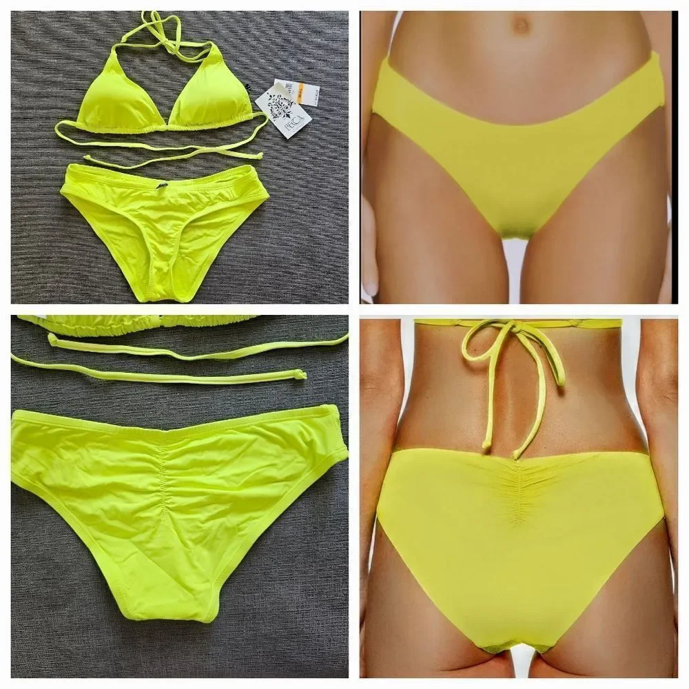 Becca Women's Classic Triangle neon yellow Top & Bottom Two Piece Set Si…